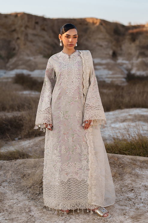 Emaan adeel | Sunlit Groove Luxury Lawn 26 | MEHVES - House Of Hania