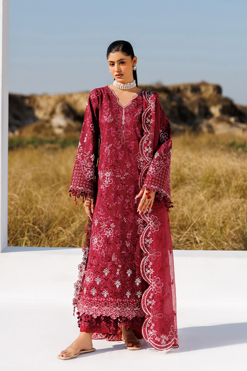 Emaan adeel | Sunlit Groove Luxury Lawn 26 | RADIANT ROSE - House Of Hania