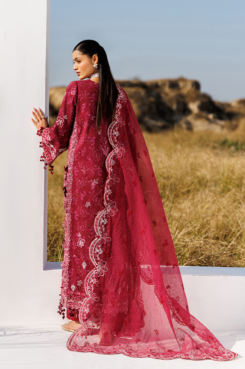 Emaan adeel | Sunlit Groove Luxury Lawn 26 | RADIANT ROSE - House Of Hania