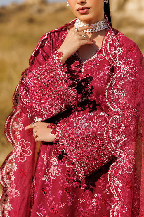 Emaan adeel | Sunlit Groove Luxury Lawn 26 | RADIANT ROSE - House Of Hania