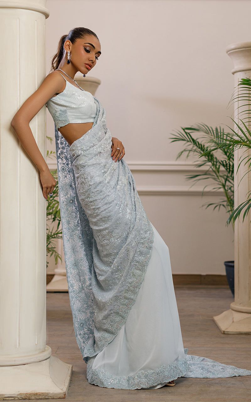 Embroidered Saree - House Of Hania