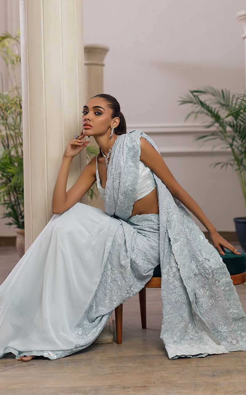 Embroidered Saree - House Of Hania