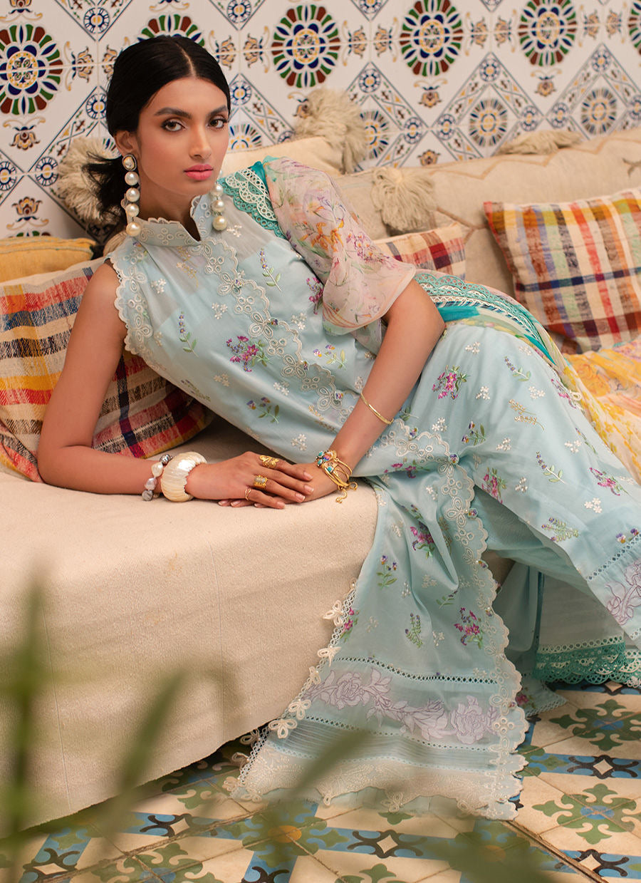 FARAH TALIB AZIZ-BIA SKY-KESH LAWN'23 - House Of Hania