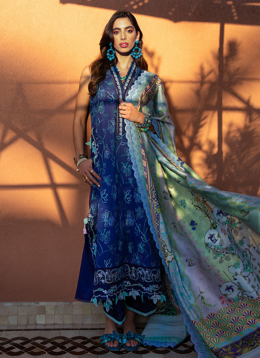 FARAH TALIB AZIZ-JARDIN BLUE -KESH LAWN'23 - House Of Hania