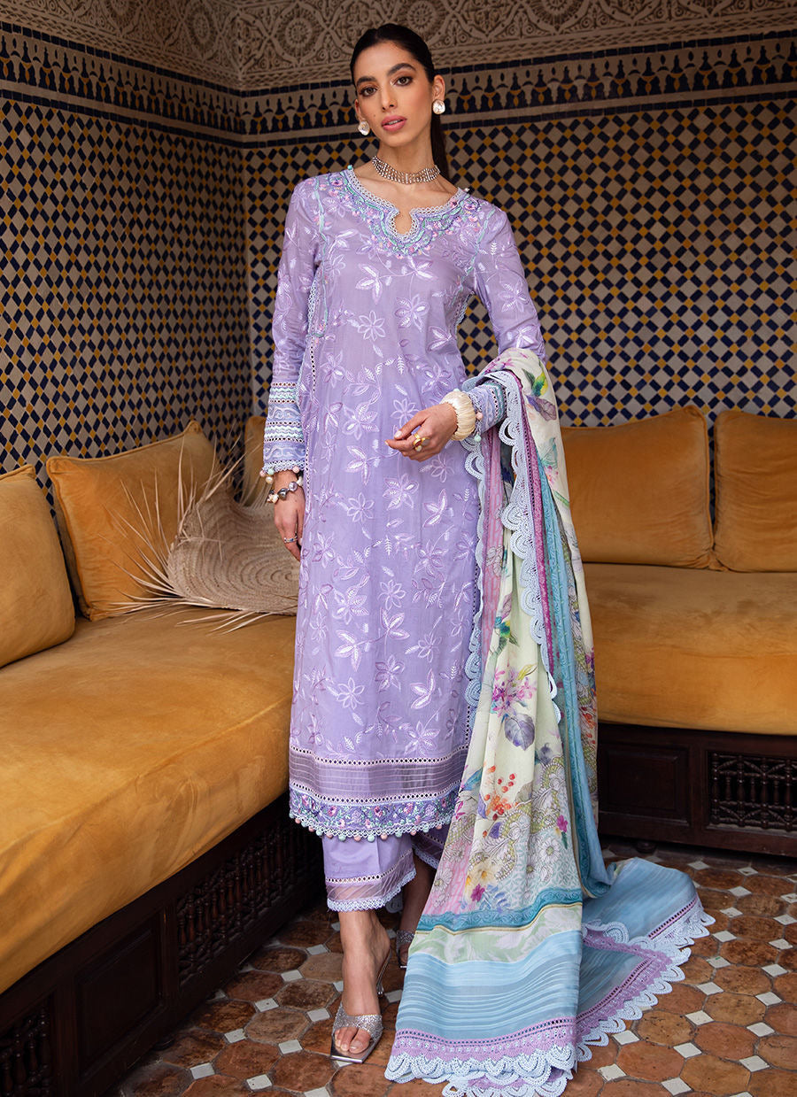 FARAH TALIB AZIZ-ZAT LAVENDER -KESH LAWN'23 - House Of Hania
