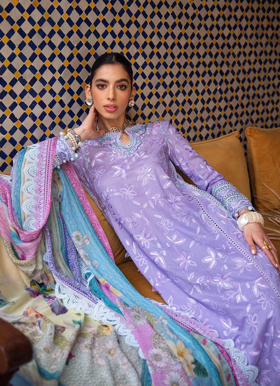 FARAH TALIB AZIZ-ZAT LAVENDER -KESH LAWN'23 - House Of Hania