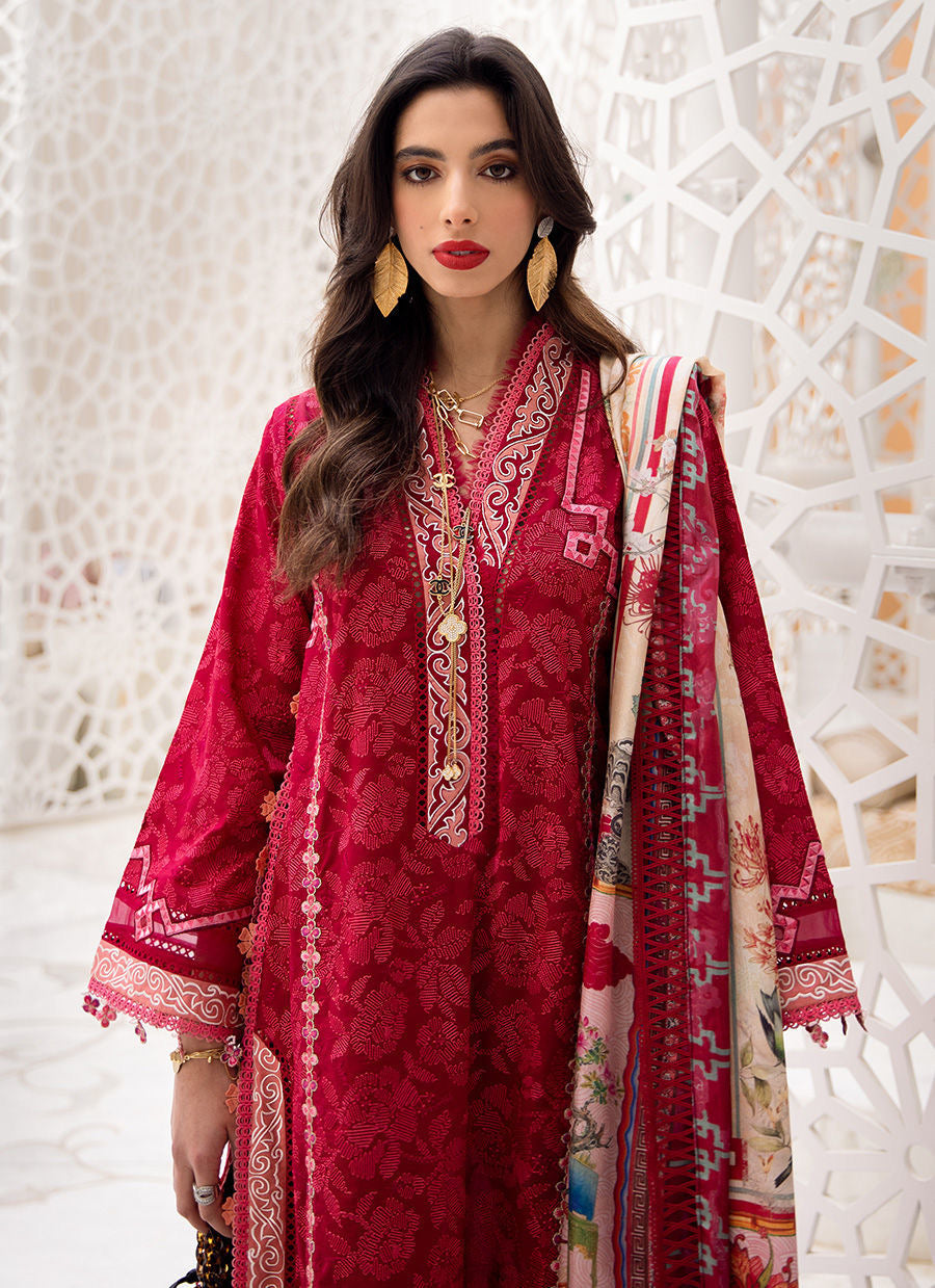 FARAH TALIB AZIZ-ZEITOUN RED-KESH LAWN'23 - House Of Hania