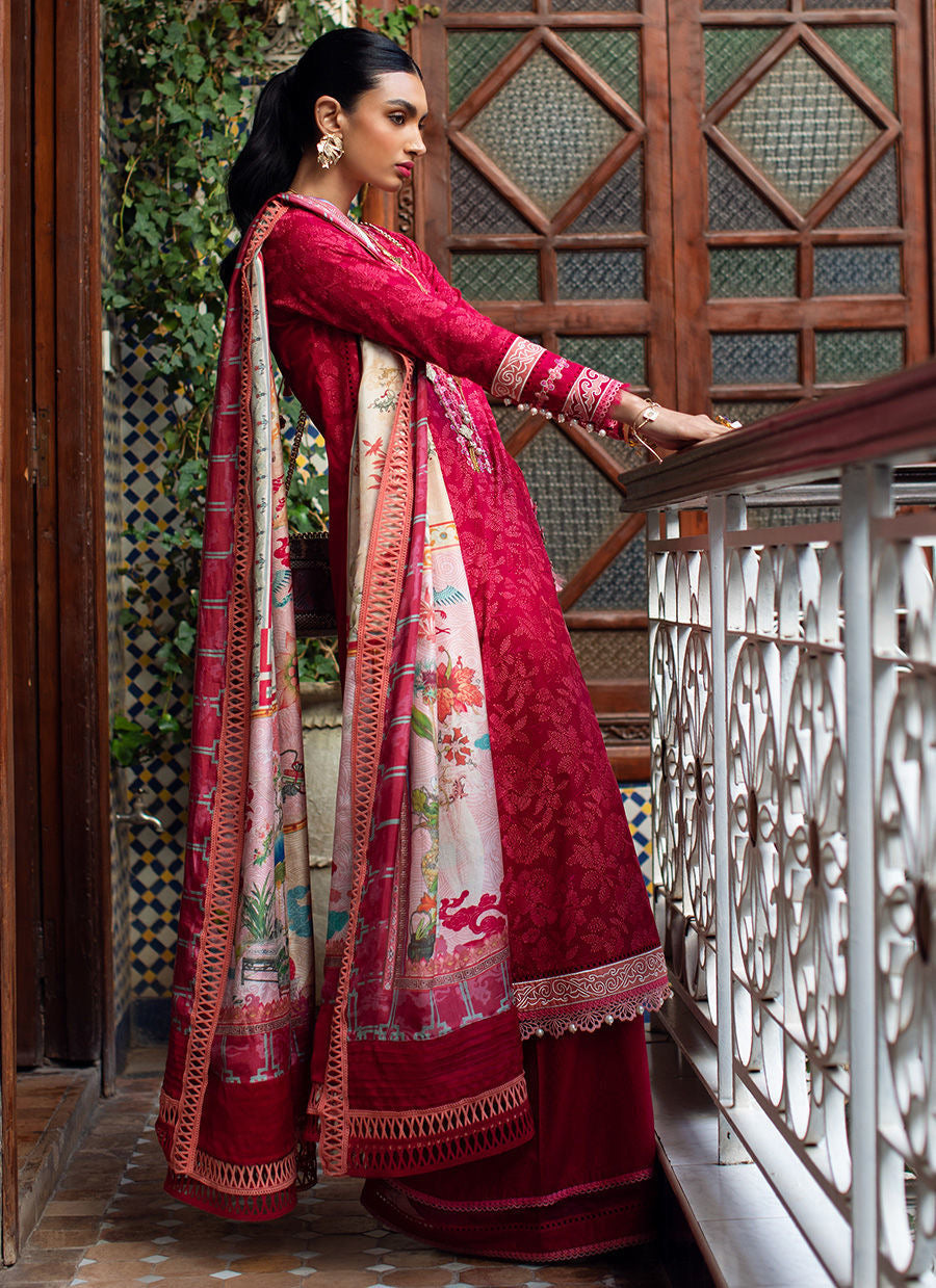 FARAH TALIB AZIZ-ZEITOUN RED-KESH LAWN'23 - House Of Hania