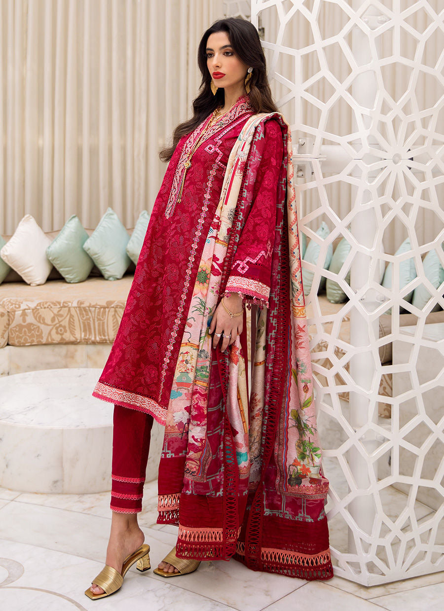 FARAH TALIB AZIZ-ZEITOUN RED-KESH LAWN'23 - House Of Hania