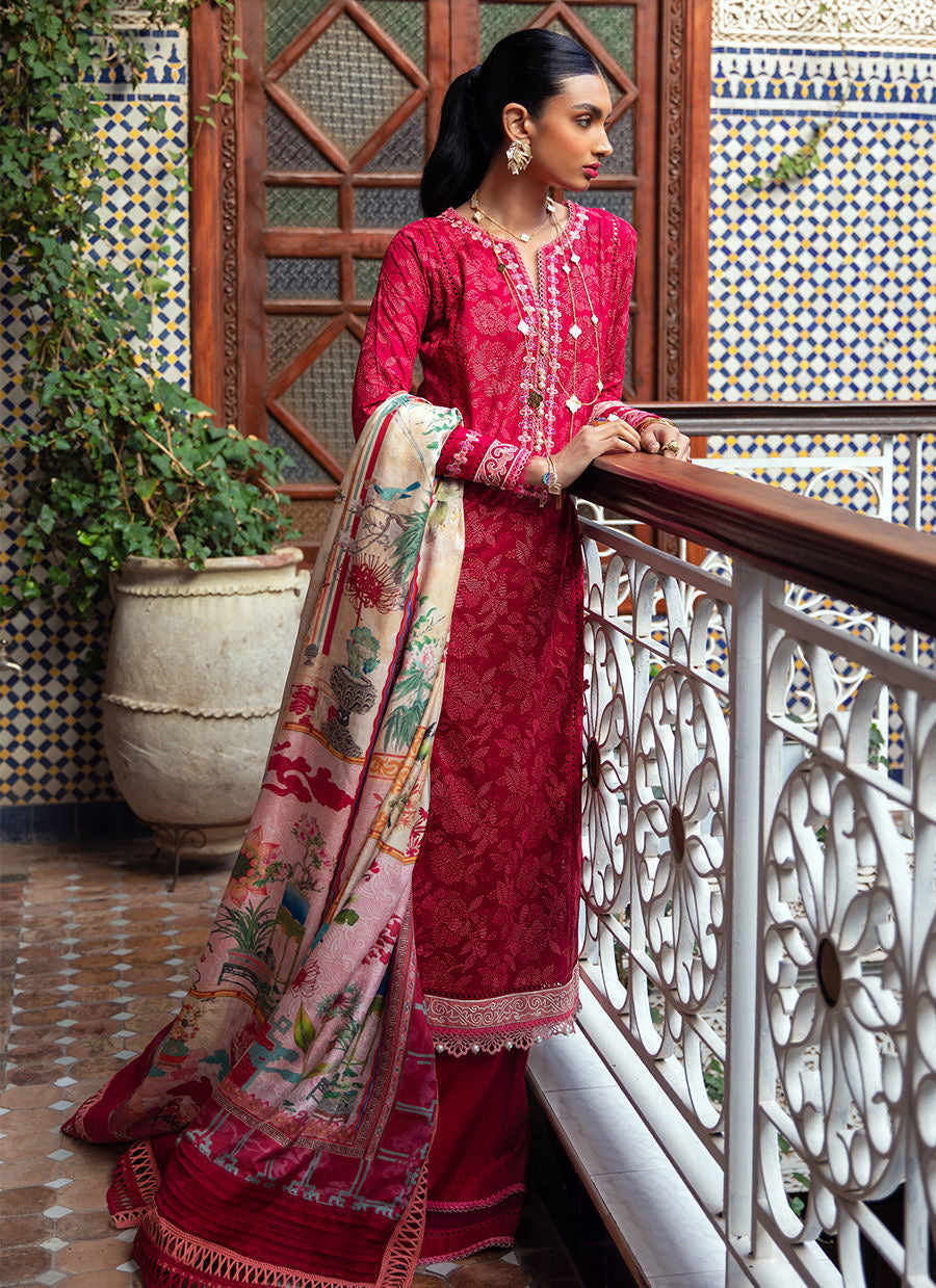 FARAH TALIB AZIZ-ZEITOUN RED-KESH LAWN'23 - House Of Hania