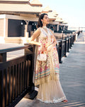 Faiza Saqlain Beldene – Printed Chiffon Gharara Set (3-Piece) - House Of Hania