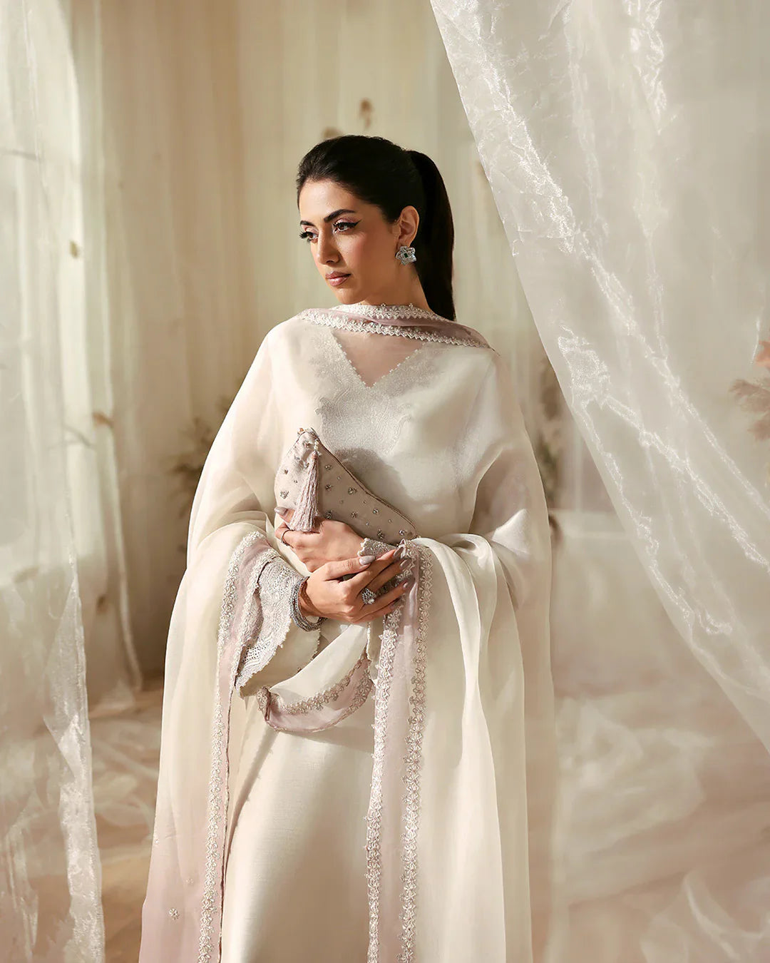 Faiza Saqlain Jerina – Embroidered Raw Silk Suit (3-Piece) - House Of Hania