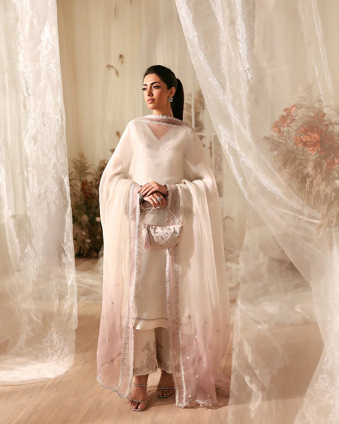 Faiza Saqlain Jerina – Embroidered Raw Silk Suit (3-Piece) - House Of Hania