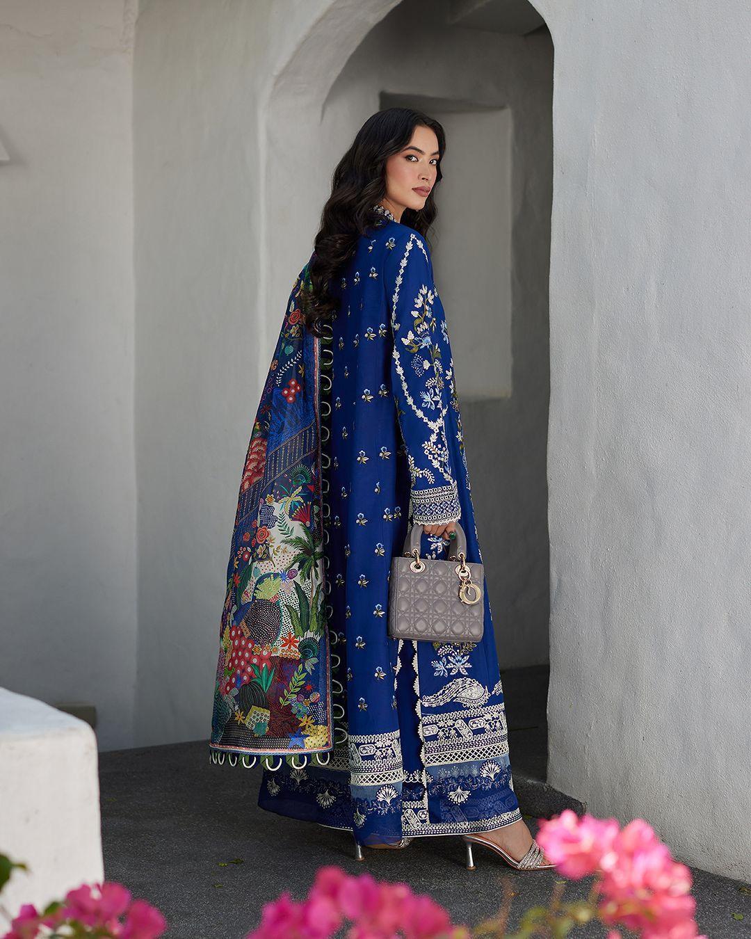 Faiza Saqlain Veira – Embroidered Organza Suit (3-Piece) - House Of Hania