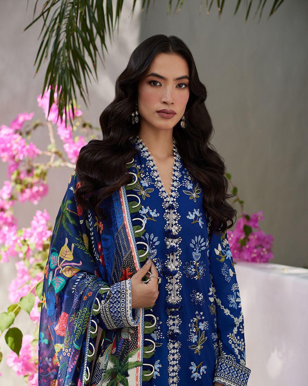Faiza Saqlain Veira – Embroidered Organza Suit (3-Piece) - House Of Hania