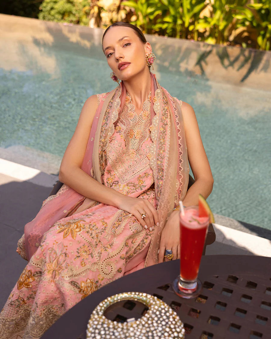 Faiza Saqlain Peony – Embroidered Lawn Suit (3-Piece) - House Of Hania