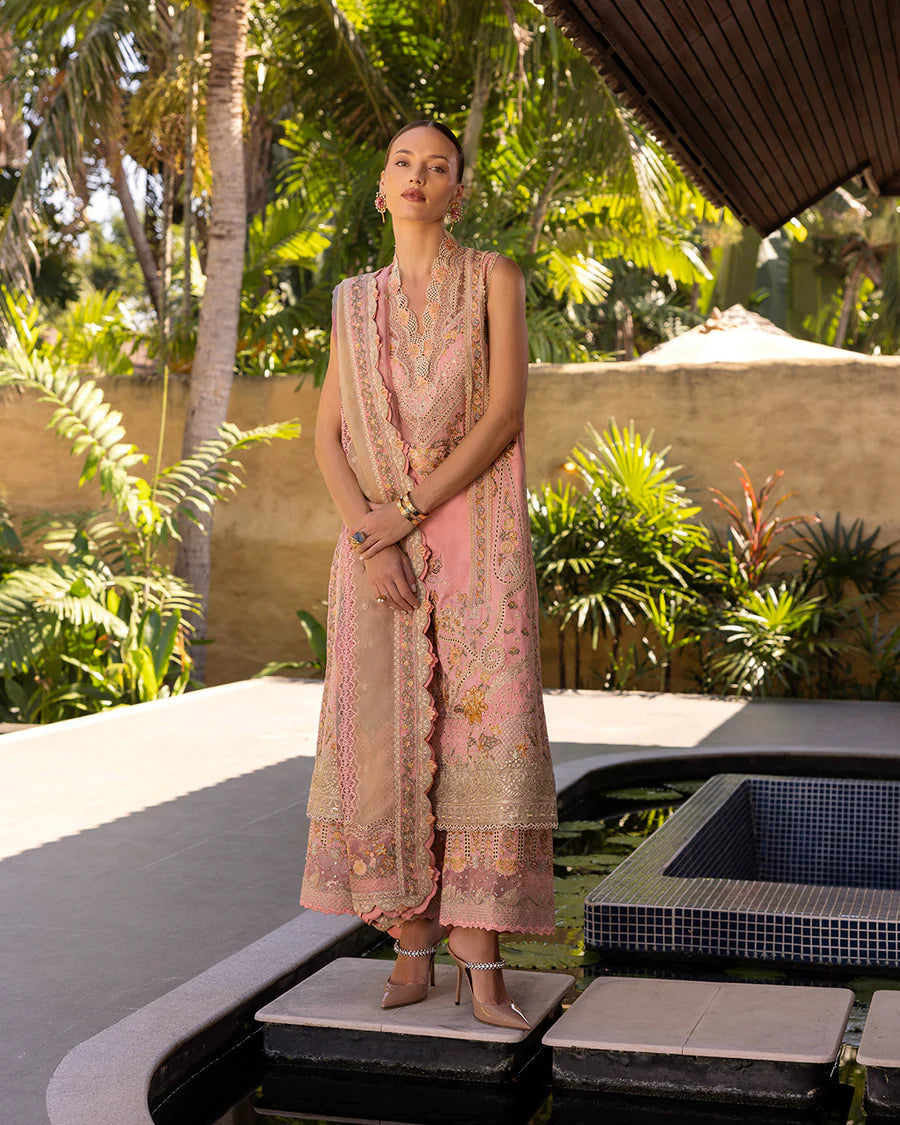 Faiza Saqlain Peony – Embroidered Lawn Suit (3-Piece) - House Of Hania
