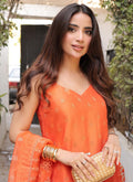 Farah Talib Aziz | Designer Picks 24 | AMREN TANGERINE SHIRT AND DUPATTA - House Of Hania