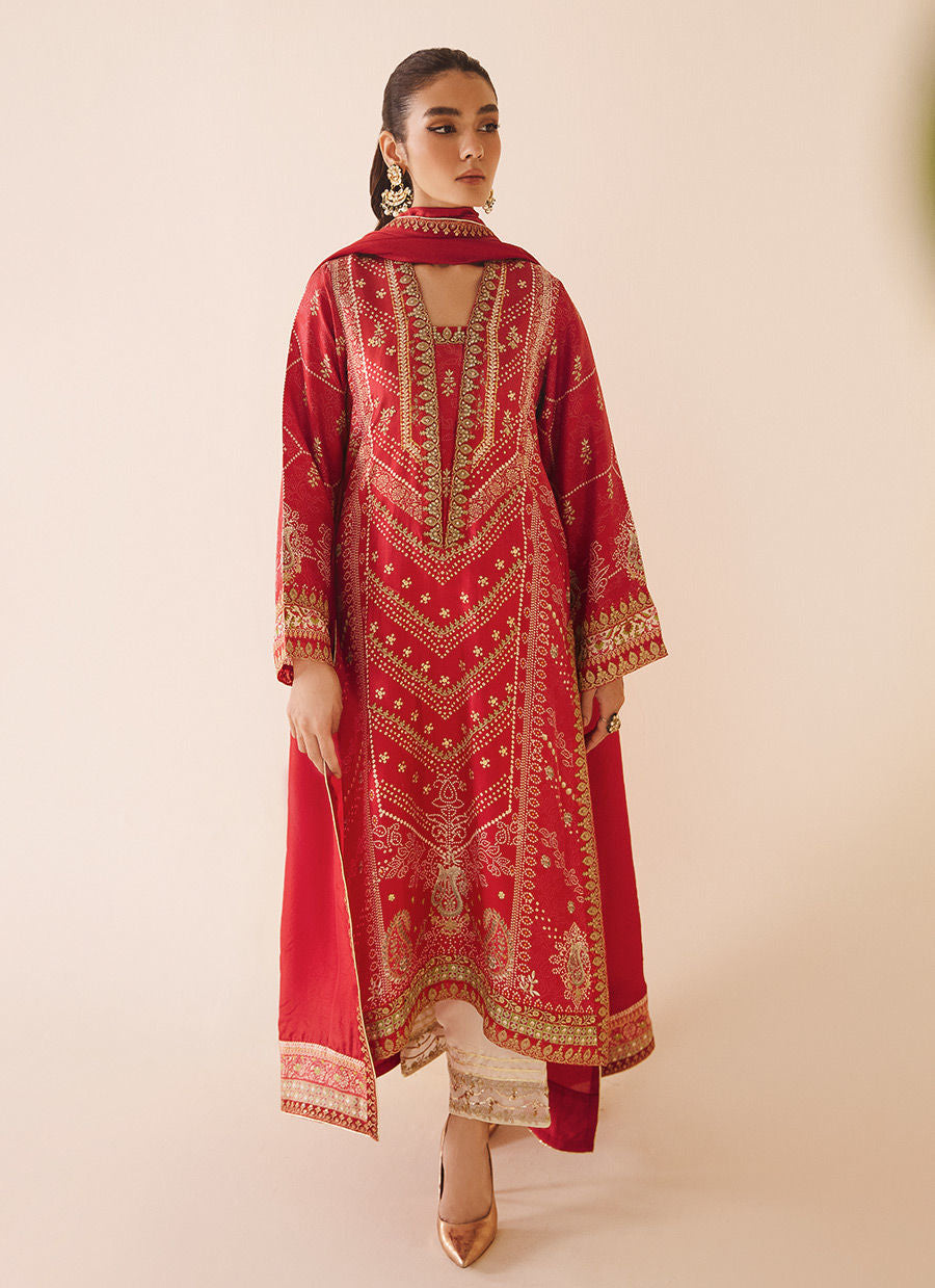 Farah Talib Aziz | Designer Picks 24 | ANEETA CRIMSON SHIRT AND DUPATTA - House Of Hania