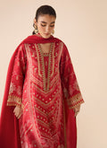 Farah Talib Aziz | Designer Picks 24 | ANEETA CRIMSON SHIRT AND DUPATTA - House Of Hania