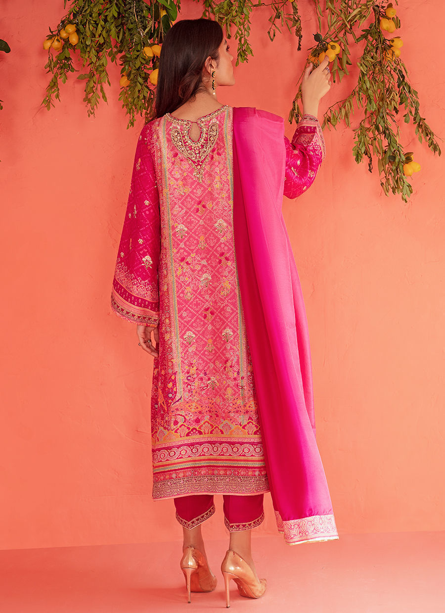 Farah Talib Aziz | Designer Picks 24 | ASHA MAGENTA SHIRT AND DUPATTA - House Of Hania