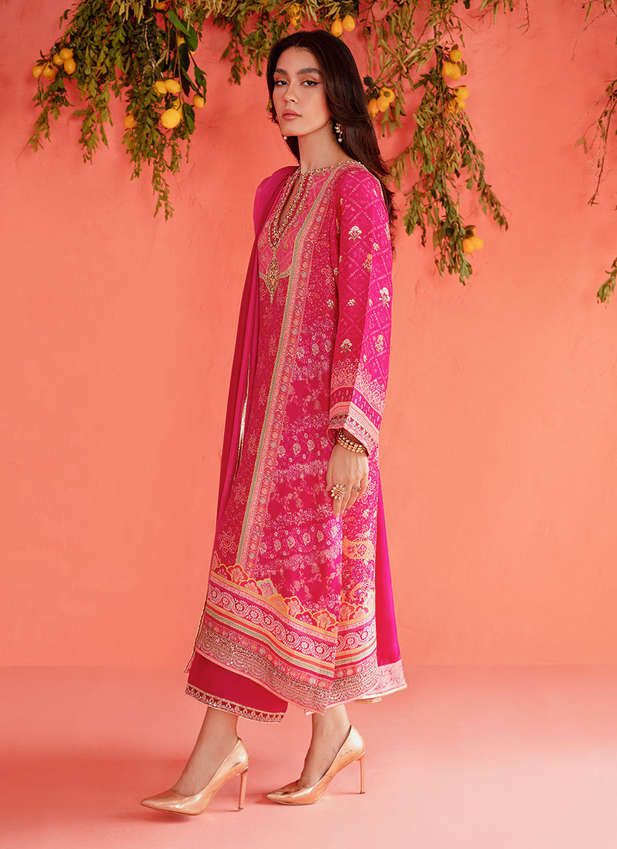 Farah Talib Aziz | Designer Picks 24 | ASHA MAGENTA SHIRT AND DUPATTA - House Of Hania