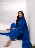 Farah Talib Aziz | Designer Picks 24 | CHARR BLUE EMBROIDERED RAW SILK SHIRT AND DUPATTA - House Of Hania