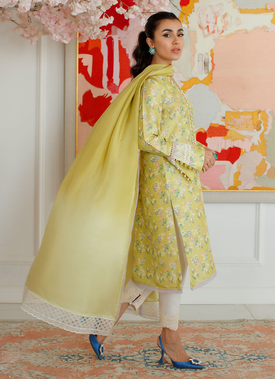 Farah Talib Aziz | Designer Picks 24 | EDEN KIWI SHIRT AND DUPATTA - House Of Hania