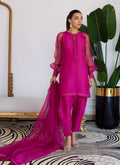 Farah Talib Aziz | Designer Picks 24 | ELIO HOT PINK RAW SILK SHIRT WITH DUPATTA - House Of Hania