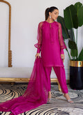 Farah Talib Aziz | Designer Picks 24 | ELIO HOT PINK RAW SILK SHIRT WITH DUPATTA - House Of Hania