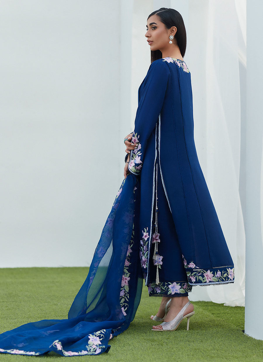 Farah Talib Aziz | Designer Picks 24 | HAN NAVY EMBROIDERED SHIRT AND DUPATTA - House Of Hania