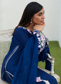 Farah Talib Aziz | Designer Picks 24 | HAN NAVY EMBROIDERED SHIRT AND DUPATTA - House Of Hania