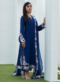 Farah Talib Aziz | Designer Picks 24 | HAN NAVY EMBROIDERED SHIRT AND DUPATTA - House Of Hania