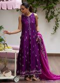 Farah Talib Aziz | Designer Picks 24 | IRINA PLUM EMBROIDERED RAW SILK SHIRT WITH DUPATTA - House Of Hania
