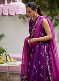 Farah Talib Aziz | Designer Picks 24 | IRINA PLUM EMBROIDERED RAW SILK SHIRT WITH DUPATTA - House Of Hania