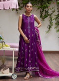 Farah Talib Aziz | Designer Picks 24 | IRINA PLUM EMBROIDERED RAW SILK SHIRT WITH DUPATTA - House Of Hania