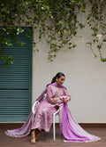 Farah Talib Aziz | Designer Picks 24 | IVAN MAUVE EMBROIDERED COTTON NET SHIRT WITH MEDIUM SILK DUPATTA - House Of Hania