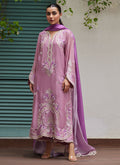 Farah Talib Aziz | Designer Picks 24 | IVAN MAUVE EMBROIDERED COTTON NET SHIRT WITH MEDIUM SILK DUPATTA - House Of Hania