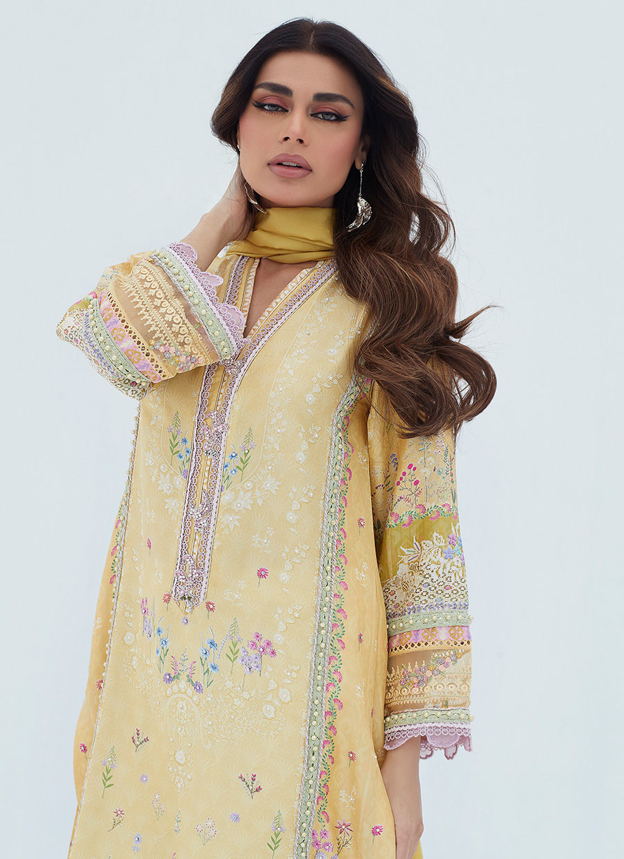 Farah Talib Aziz | Designer Picks 24 | LYMA LEMON SHIRT AND DUPATTA - House Of Hania