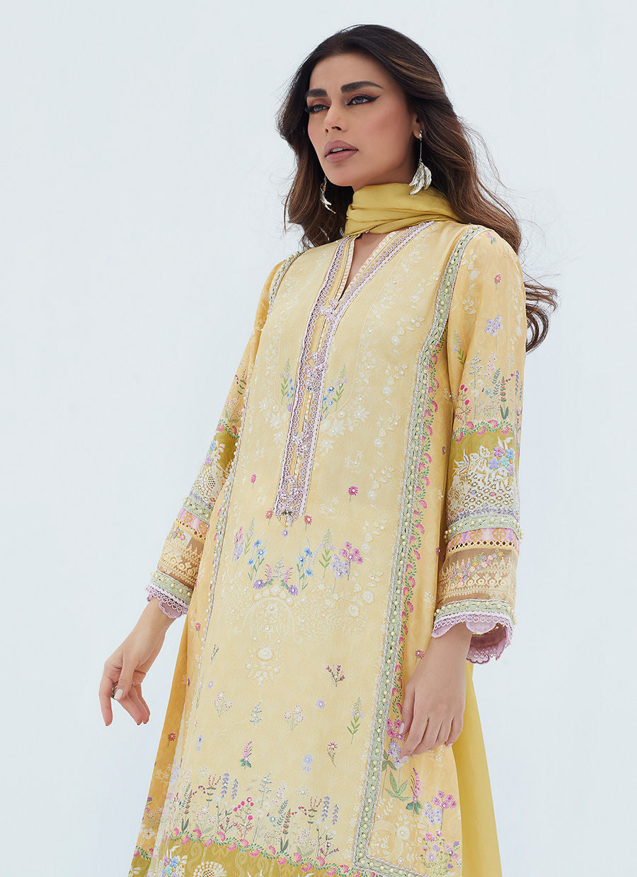 Farah Talib Aziz | Designer Picks 24 | LYMA LEMON SHIRT AND DUPATTA - House Of Hania