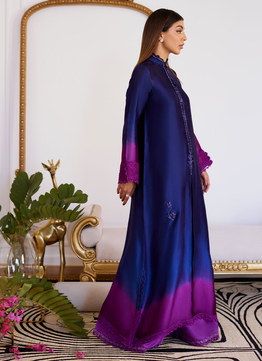 Farah Talib Aziz | Designer Picks 24 | MORGANA OMBRE SHISHA SILK LONG SHIRT - House Of Hania