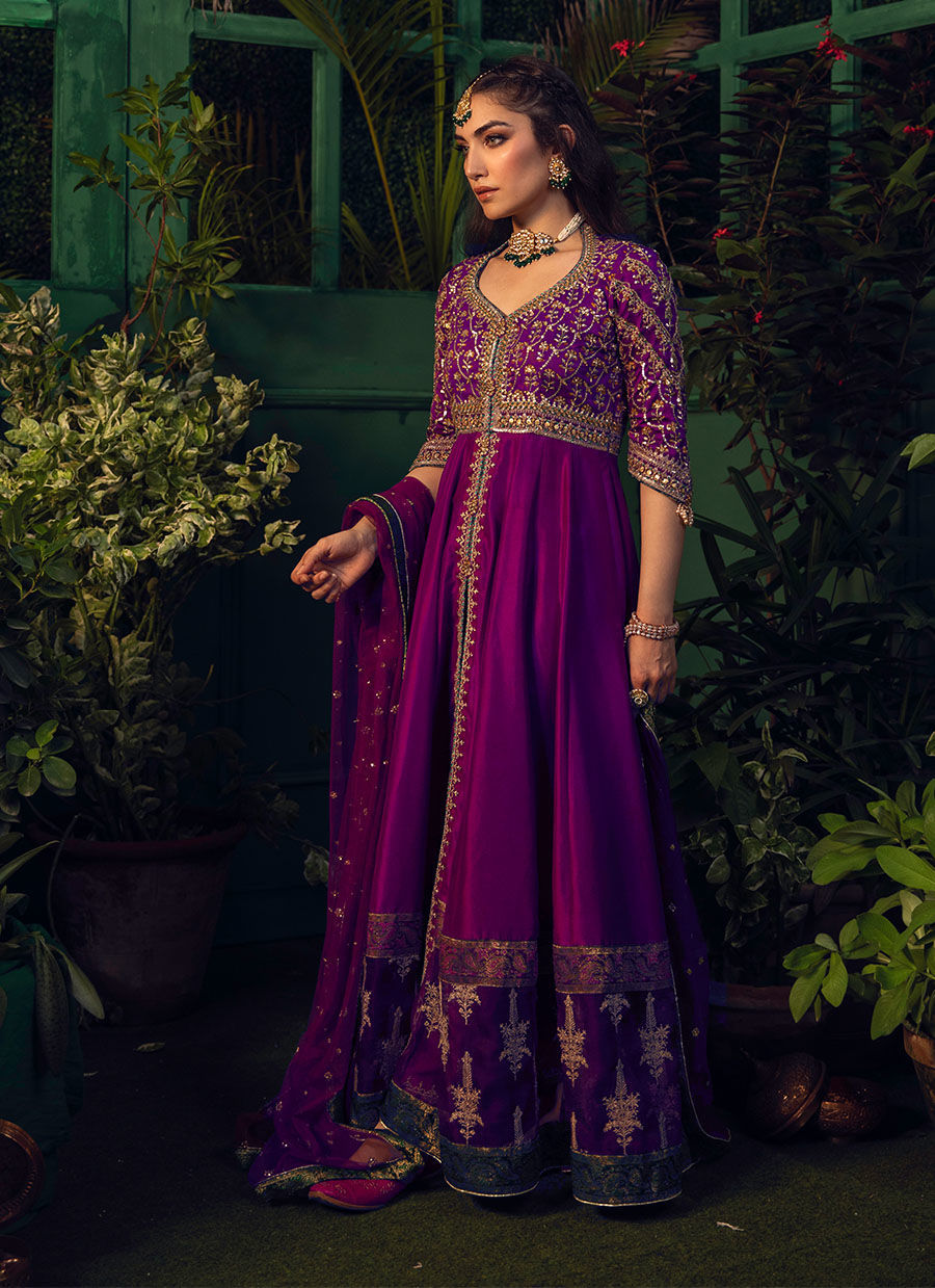 Farah Talib Aziz | Designer Picks 24 | NEDA AUBERGINE KALIDAAR - House Of Hania