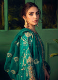 Farah Talib Aziz | Designer Picks 24 | NEEMA DEEP EMERALD EMBELLISHED KURTA WITH DUPATTA - House Of Hania