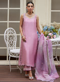 Farah Talib Aziz | Designer Picks 24 | NINEL LILAC EMBELLISHED RAW SILK SHIRT WITH PRINTED ORGANZA DUPATTA - House Of Hania