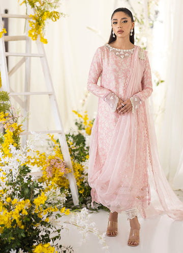 Farah Talib Aziz | Designer Picks 24 | OLEA BLUSH SILK SHIRT AND PRE-DRAPED DUPATTA - House Of Hania