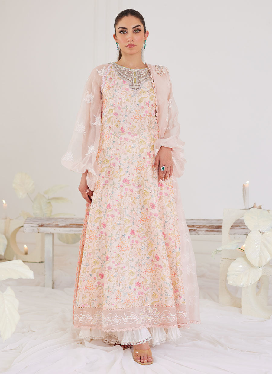 Farah Talib Aziz | Designer Picks 24 | RAMONA SHIRT WITH PRE-DRAPED DUPATTA - House Of Hania