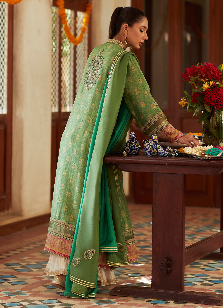 Farah Talib Aziz | Designer Picks 24 | RINA GREEN SHIRT AND DUPATTA - House Of Hania