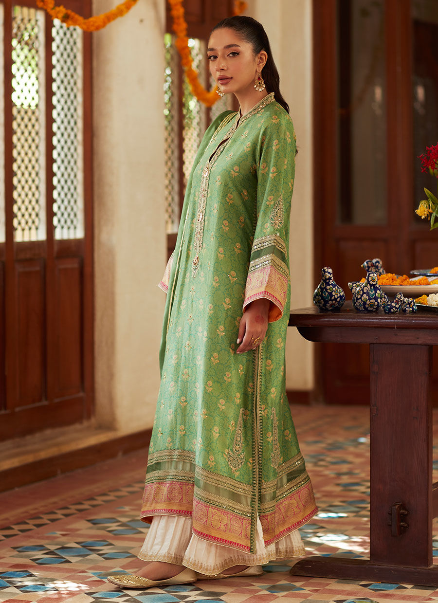 Farah Talib Aziz | Designer Picks 24 | RINA GREEN SHIRT AND DUPATTA - House Of Hania
