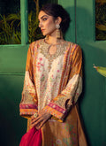 Farah Talib Aziz | Designer Picks 24 | ROSHAN PRINTED RAW SILK KURTA WITH SILK OMBRE DUPATTA - House Of Hania