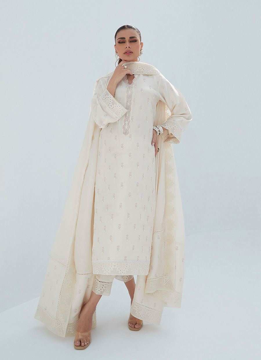 Farah Talib Aziz | Designer Picks 24 | ROSIE IVORY SHIRT AND DUPATTA - House Of Hania